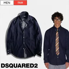 【定価94,600円(税込)】DSQUARED2　ディースクエアード カジュアルなのに洗練された加工を加えた逸品 ラグジュアリーな大人の色香を纏うデニムシャツ！ボタンダウンデニムシャツ ワンウォッシュ 濃紺 ヘンプ S74DM0711S30825 イタリア製 