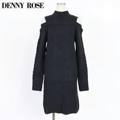 デニーローズ DENNY ROSE レディース ワンピース ミディアム ケーブル編みポイントタートルネックニットワンピース ブラック系  （サイズ/S）wd1017