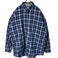 XL コロンビア チェック  ボタンダウン ネイビー オーバーサイズ カジュアル シャツ レディース ユニセックス メンズ 古着 長袖 CHM