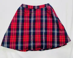 BROVNY レッドタータンチェック フレアスカート FREEサイズ 赤×ネイビー Aライン 裏地付き ミニスカート ガーリー カジュアル 秋冬 春コーデ スクール風 韓国ファッション