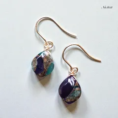 No.853✨天然石✨ブルーパープルコッパーの一粒ピアス　イヤリング