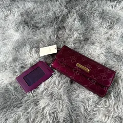 新品 未使用 Pinky&Dianne ピンキー&ダイアン  カード入れつき 長財布 コモンエナメル  パープル　 YS26B-084