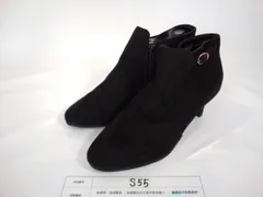 Fin フィン ショートブーティ スエード 黒 ブラック ブーツ 23.5㎝ レディース 【S55】