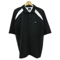 ナイキゴルフ ポロシャツ 半袖 大きいサイズ ゴルフウエア トップス 黒 メンズ XLサイズ ブラック×ホワイト NIKE GOLF 【中古】