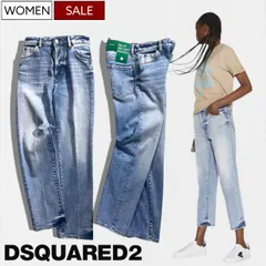【定価78,100円(税込)】DSQUARED2 ディースクエアード ONE LIFE ONE PLANET 都会的な計算されたシルエットとダメージ＆リペア加工が目を惹くストレートクロップドデニムパンツ ジーンズ ダメージ加工 《BOSTON JEANS-ボス