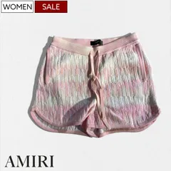 【定価209,000円(税込)】AMIRI -アミリ- 肌触り滑らかな最高級カシミアを使ったラグジュアリーな カシミア混コットンニットショーツ  ショートパンツ 短パン ハーフ 絹 Knit Cardigan ベビーピンク  セットアップ SRSS23WKB0