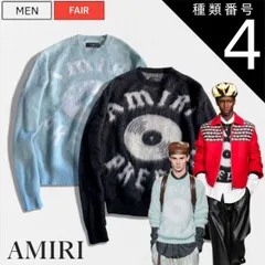 種類4：L/ブラック 【定価220,000円(税込)】AMIRI -アミリ-    圧倒的なオーラを放つ！美しく柔らかいモヘアニットで大人のラグジュアリーカジュアルを演出するアルパカウール混モヘアニット！ セーター クルーネック ブランドロゴ ブラック ブルー