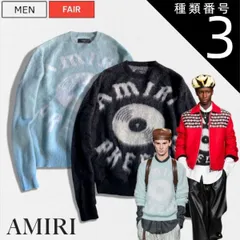 種類3：M/ブラック 【定価220,000円(税込)】AMIRI -アミリ-    圧倒的なオーラを放つ！美しく柔らかいモヘアニットで大人のラグジュアリーカジュアルを演出するアルパカウール混モヘアニット！ セーター クルーネック ブランドロゴ ブラック ブルー