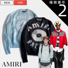 種類2：S/ブラック 【定価220,000円(税込)】AMIRI -アミリ-    圧倒的なオーラを放つ！美しく柔らかいモヘアニットで大人のラグジュアリーカジュアルを演出するアルパカウール混モヘアニット！ セーター クルーネック ブランドロゴ ブラック ブルー