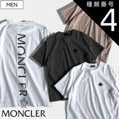 種類4：L 葉山店在庫有/ホワイト 【定価59,400円(税込)】MONCLER モンクレール 大人のラグジュアリーカジュアルを演出する！ブランドロゴ入りクルーネックハーフスリーブTシャツ  半袖 トップス コットン バックプリント ホワイト ブラック モカ 