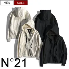 【定価86,900円(税込)】N°21 -ヌメロ ヴェントゥーノ-遊び心溢れるインサイドアウトで魅せる！大人ラグジュアリーカジュアルを演出する♪ ロゴ刺繍ジップアップフーディ パーカー スウェット オーバーフィット E1014080 ホワイト ブラック N21