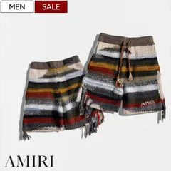 【定価242,000円(税込)】AMIRI -アミリ- 都会的な大人カジュアルを演出！様々な最高級スレッドを使った マルチカラー ボーダーショーツ ストライプ ショートパンツ MULTICOLOR STRIPE SHORT カシミア アルパカ モヘア ウール 