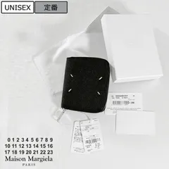 【定価64,900円(税込)】Maison Margiela  メゾンマルジェラ 高級感漂うレザーに象徴的な4ステッチをデザイン シンプルに纏め洗練さが光るラウンドジップ仕様サフィアーノ＆スムースレザーウォレット 二つ折り ミニ財布 ブラック  T8013 S