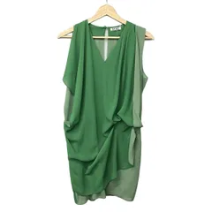 Acne(アクネ) ワンピース サイズ32 S レディース - グリーン Vネック/ノースリーブ/ひざ丈