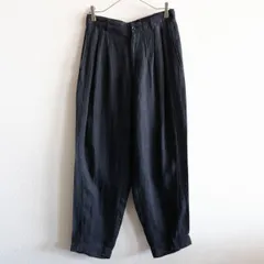 【90s】COMME des GARCONS HOMME 【2タック ヘリンボーン リネン スラックス】Ｍ 90年代 ネイビー ギャルソン オム  s2602066