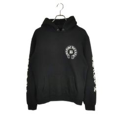 希少！Chrome Hearts 袖ロゴ＆縦ロゴ プルオーバーフーディー 黒 