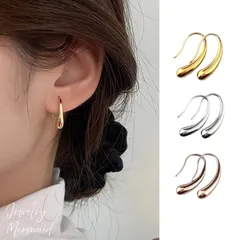 【医療用ステンレス】サージカルステンレス しずくドロップ ピアス アレルギー対応 ワンタッチ つけっぱなしOK 錆びない【中折れ 小さめフープ】