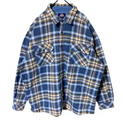 2XL ディッキーズ ワーク チェック オーバーサイズ ストリート ネイビー シャツ レディース ユニセックス メンズ 古着 長袖 CHM