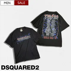 【定価61,600円(税込)】DSQUARED2 ディースクエアード 大人のラグジュアリーカジュアルを演出する仕上がり！ワールドツアーデザイン ウォッシュ加工クルーネックTシャツ ダメージ加工ティシャツ ロック ロゴ カットソー 半袖 S74GD1065 ブラ