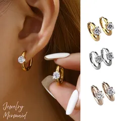 【医療用ステンレス】サージカルステンレス ピアス アレルギー対応  ダイヤ ワンタッチ つけっぱなしOK 錆びない【中折れ 小さめフープ】キュービックジルコニア