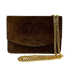 CHANEL シャネル チェーンウォレット ココマーク スウェード スエード ショルダーバッグ ブラウン レディース 【中古】 52602K231