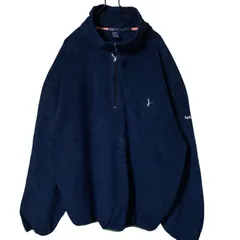 2XL オーバーサイズ ネイビー プルオーバー フリース ノーティカ ワンポイント 刺繍 USA製 ジャケット アウター レディース ユニセックス メンズ 古着 長袖 CHM