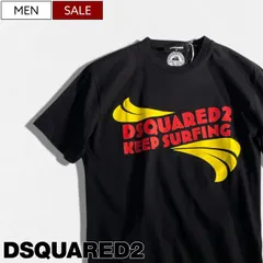 【定価42,900円(税込)】DSQUARED2 ディースクエアード　ビビットなカラーとサーフウェーブをモチーフにしたメッセージロゴプリントで気分が上がる楽しい1着♪  メッセージロゴプリントクルーネックTシャツ  カットソー 半袖　KEEP SURFING 