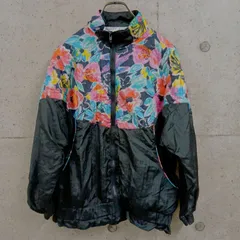 【USED】US 古着 AVAIT SPORTIF PETITE 花柄 キルティング切替 ナイロンジャケット レディース US古着 ナイロン ジャケット 古着女子 USA古着 レトロ 90s フラワー スポーティ カジュアル ストリート 破れあり 裏地あり