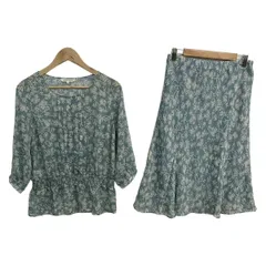 LAURAASHLEY(ローラアシュレイ) スカートセットアップ レディース美品  - ライトブルー×アイボリー 花柄/シースルー