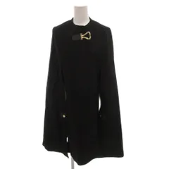 ザラ ZARA MANTECO バックルケープ コート ノーカラー ロング ウール S 黒 ブラック 4043/304/800 /FF