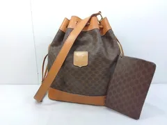 26g-163k【中古】CELINE セリーヌ　マカダム　巾着　ショルダーバッグ　ポーチ付き　ブラウン