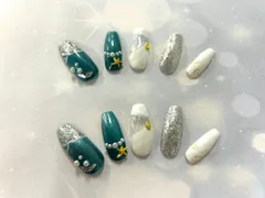 ハンドメイド ネイルチップ１０個セット 青 キラキラ バレリーナ