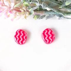 no.464　レジン　宝石型　左右対称　レッド　波型　ピアス　イヤリング　ハンドメイド