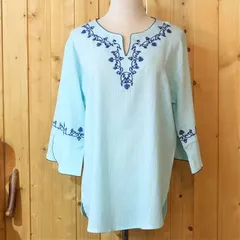 チュニック　刺繍　可愛い　五分袖　サイズL　NO14