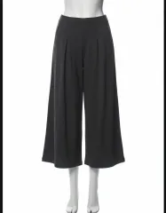 チャコールグレー ワイド キュロット パンツ