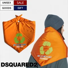 【定価79,200円(税込)】DSQUARED2 ディースクエアード  華やかなカラーリングで差し色にも最適なブランドロゴプリントダウン入りネックウォーマー  マフラー ストール S82NW0003 オレンジ イタリア製 ギフト プレゼント イタリア製 ユニセ