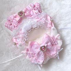 10cm～12cm用 ぬい服 ハンドメイド ネコ耳 ピンク おすわり いつぬい