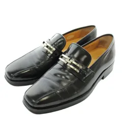 バーバリー BURBERRY ビットローファー ビジネスシューズ レザー スクエアトゥ 24.5㎝ 黒 ブラック /XZ ■GY18