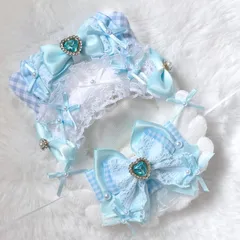 10cm～12cm用 ぬい服 ハンドメイド いつぬい ねこみみ 天使　水色