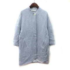 ザラ ベーシック ZARA BASIC ノーカラーコート 総裏地 麻混 リネン混 水色 /YI