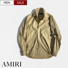 【定価121,000円(税込)】AMIRI -アミリ-   程よく艶感のある最高級コットンで圧倒的なオーラを放つ！アイコン刺繍でさりげなく魅せる大人な1枚！アイコンステッチコットンシャツ！ブルゾン ジャケット ベージュ SR3DL0016 ブランドロゴ イタリ