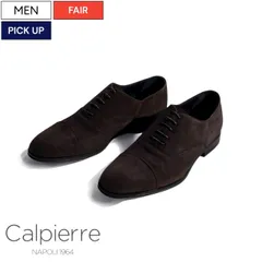 【定価64,800円(税込)】Calpierre -カルビエッレ- イタリアはナポリの老舗シューズメーカー！上質なスウェードレザーを用いた ストレートチップシューズ スリッポン レースアップ 革靴 ドレスシューズ ダークブラウン Y2051 イタリア製 メンズ