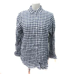 ジャーナルスタンダード レリューム JOURNAL STANDARD relume シャツ ブラウス ギンガムチェック 長袖 麻 リネン F 黒 ブラック /YI