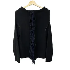 Y's(ワイズ) カーディガン サイズ2 M レディース美品  - 黒×ダークネイビー 長袖/フリンジ