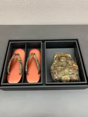 和装　オレンジ系　草履とバッグ