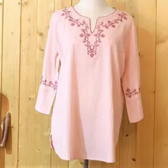 チュニック　刺繍　可愛い　五分袖　サイズL　NO15