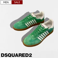 【定価95,700円(税込)】DSQUARED2 ディースクエアード 大人の上品な爽やかさ醸すジャーマントレーナーレザーコンビスニーカー  ローカットシューズ レースアップ 靴 ブランドロゴ メイプルリーフ 牛革 グリーン BOXER S82SNM0364SJ