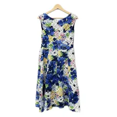 Chesty(チェスティ) ワンピース サイズ1 S レディース美品  - ブルー×白×マルチ Vネック/ノースリーブ/ロング/刺繍/フラワー(花)