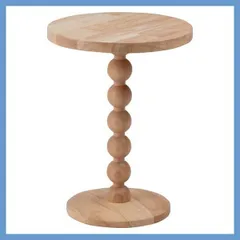 天然木（パイン）の丸型サイドテーブル （デザイン一本支柱）「W35×D35×H47.5cm」No.461／ナチュラル