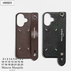 【定価70,400円(税込)】Maison Margiela メゾンマルジェラ グレインレザー4ステッチ フォンカバー ストラップハンドル付き iPhoneケース iPhone 16対応ケース マルタン エンボス加工 black Walnut ブラック ウォル